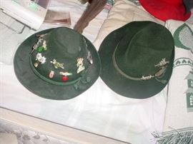 Very old German "mountain hats" with Scout and other pins