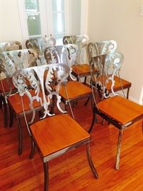 Set of 8 steel dining chairs