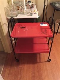 Orange Rolling Tea Cart