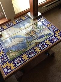 Hand painted tile table