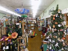 Many Christmas ornaments.