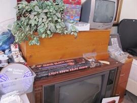 TV and wood box