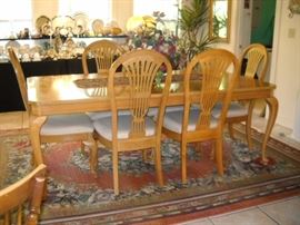 DINNING TABLE AND 6 CHAIRS ON GABBBEH COLLECTION RUG