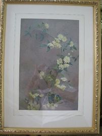 Floral portrait. Oil on paper painting. 25" high x 19" wide. Artist: Caroline Petigru Carson