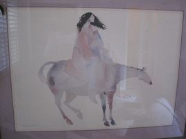 Artist: Carol Grigg. Woman Who Waits. Watercolor and mixed media on paper. 31" high x 40" wide
