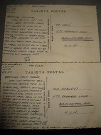back of hand stitched post cards