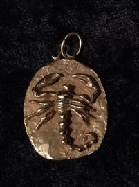 14 Carat Gold Pendant with Raised Scorpion