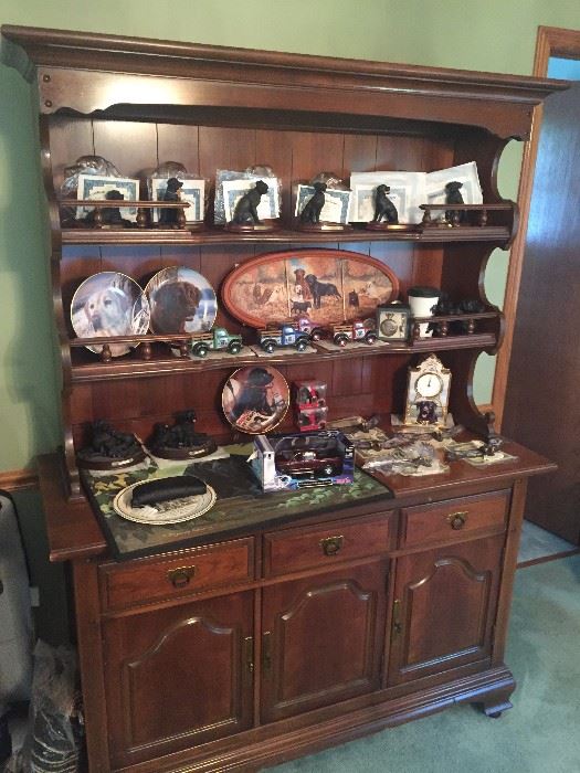 hutch filled with collectibles