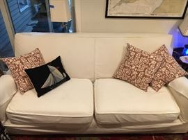 Crate and Barrel slip-covered sofa 