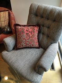Upholstered herringbone arm-chair