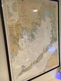 Framed Coastguard nautical chart of Buzzards Bay