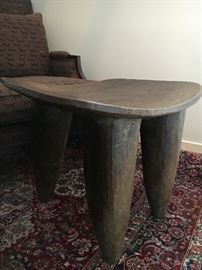 Ethiopian Elephant Leg Stools, (2) serve as tables or stools. Each carved from single piece of wood.