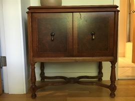 Antique Pooley record cabinet