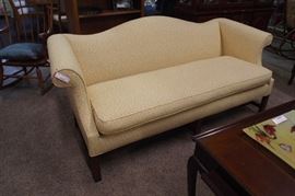 yellow newly upholstered camel sofa's each 549.00