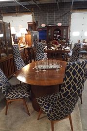 mid century table and 6 upholstered chairs for 1,199.00