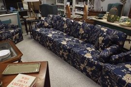 navy blue floral couch 289.00 and matching chairs 69.00 each