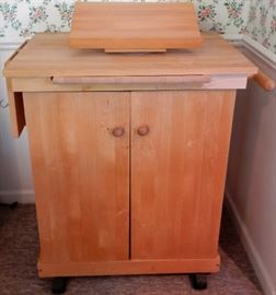 Wood Rolling Butcher Block Cabinet