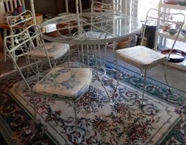 ; Iron Dinette Table w/Glass top & 4 Chairs