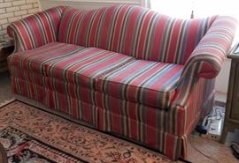 ; Red & Blue Striped Sofa