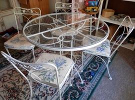 Iron Dinette Table w/Glass top & 4 Chairs