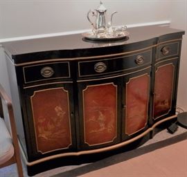 Drexel 6 Drawer, 2 Door Buffett w/Oriental Panels (Matches Table)