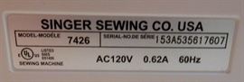 Singer Model 7426 Sewing Machine