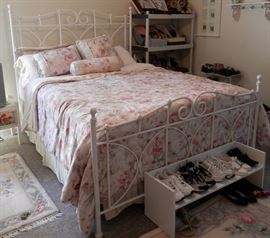 Queen Size White Iron Bed w/Mattress & Box spring