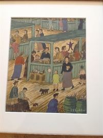 Rudolph A. Voelcker (1873-NY/NJ) "Country Fair" WPA watercolor /gouache