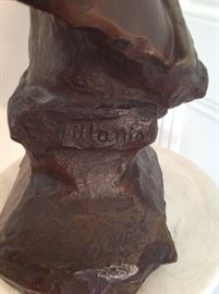 Signature on bronze bust