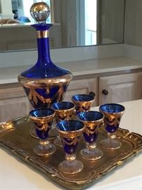 Murano Italian Glass Decanter Set