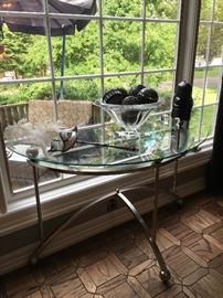 Pretty stainless & glass console table