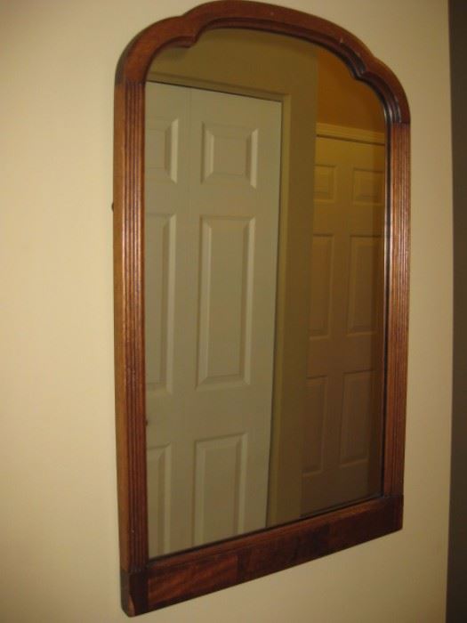 Antique arched wood mirror