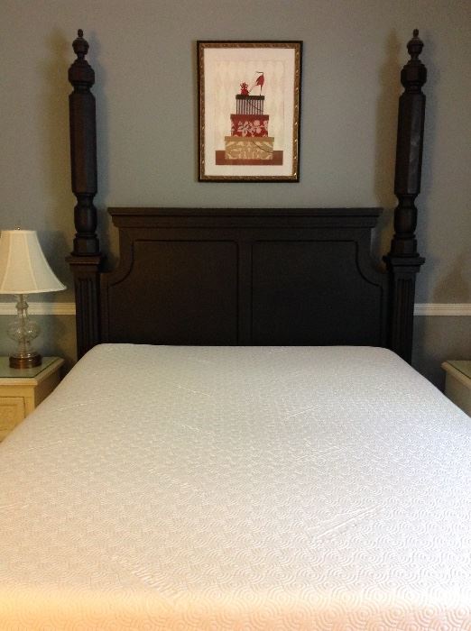 Handsome Black wood headboard. Could be full/queen/ king