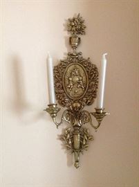 Pair brass sconces