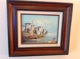 Four sea scene oil paintings