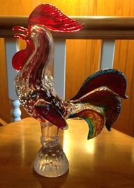All glass rooster 12 inches tall