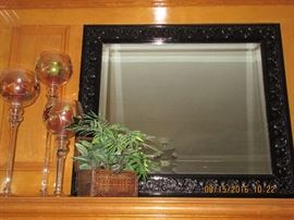 Black framed beveled edge mirror