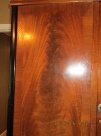 Antique English Wardrobe with trifold beveled edge mirror