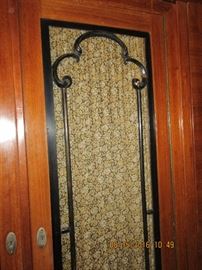 Antique English Wardrobe with trifold beveled edge mirror