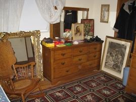 Wood rocking chair, Large mirror