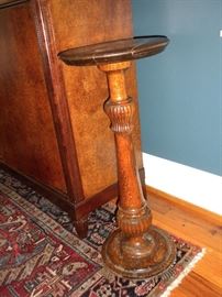 Oak Reeded Column Plant Stand
