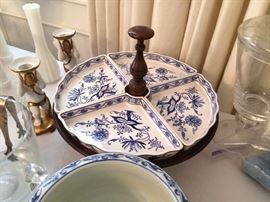 Blue White Divided Serving Dish