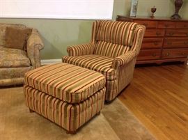 Striped chair and ottoman
