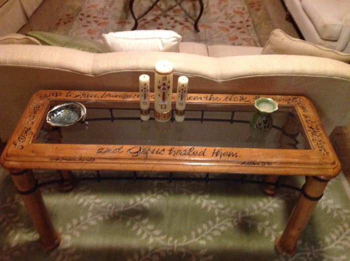 Hand crafted Scripture table