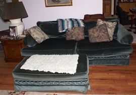 Green Fabric Sofa & Ottoman