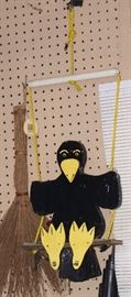 Outdoor Wooden Crow on Swing