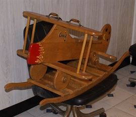 Child's Wooden Rocking Bi-Plane