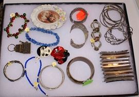 Sterling Silver & Green Carved Horn Bracelets