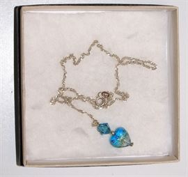 Blue Austrian Crystal & Sterling Necklace
