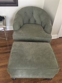 Sage Tufted back Chair and Ottoman